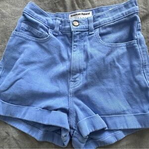 American apparel blue denim high waisted jean shorts